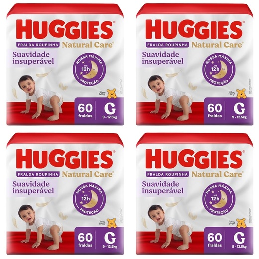 Image_Kit com 4 Unidades de Fralda Huggies Natural Care Roupinha G 60 unidades cada