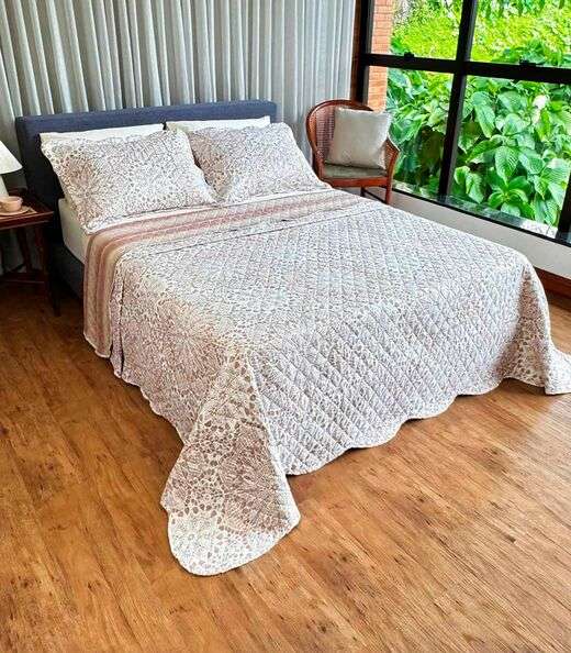 Cobreleito Casal Estampado Dupla Face Lepper Marrom