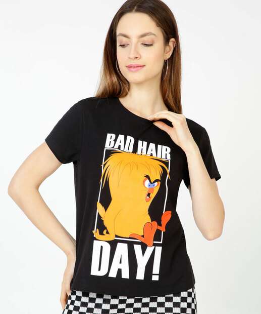 Blusa Feminina Estampada Manga Curta Looney Tunes