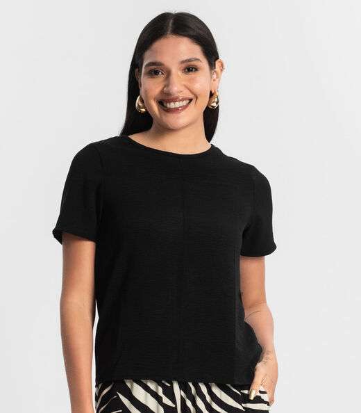 Blusa Manga Curta em Air Flow Rovitex Preto