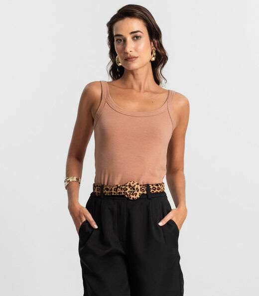 Regata Feminina Cotton 30 Básica KO Marrom