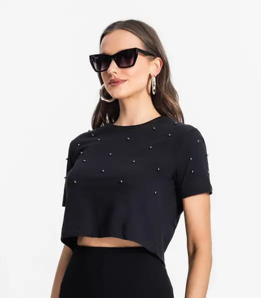 Blusa Feminina com Aplicação Select Preto