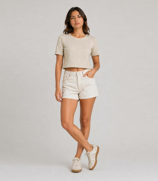 Blusa Feminina Em Tecido Sideral Infinita Cor Bege