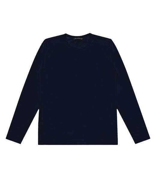 Camiseta Manga Longa Meia Malha Diametro Azul