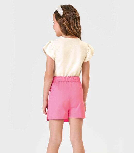 Conjunto Blusa Com Shorts Saia Trick Nick Bege