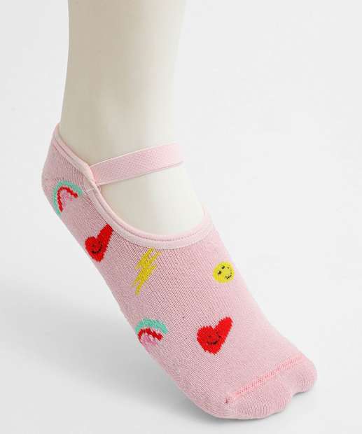 Meia Sapatilha Infantil Antiderrapante Marisa Rosa