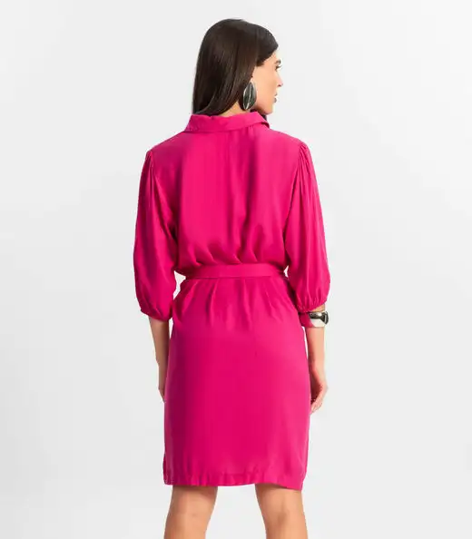 Vestido Feminino Chemise de Viscose Endless Rosa