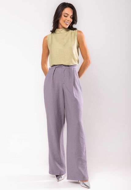 Image_Calça Feminina de Alfaiataria Wide Leg Cinza Salvatore Fashion