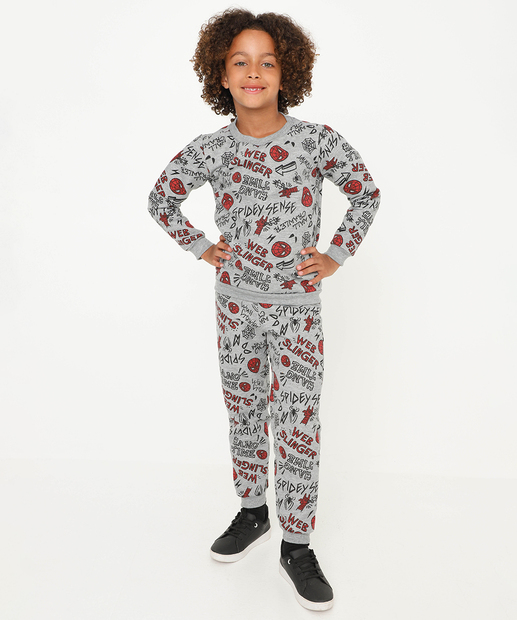 Image_Calça Infantil Jogger Moletom Spider Tam 4 a 10 Cinza