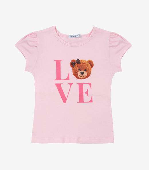 Blusa Infantil Feminina em Cotton Leve Trick Nick Rosa