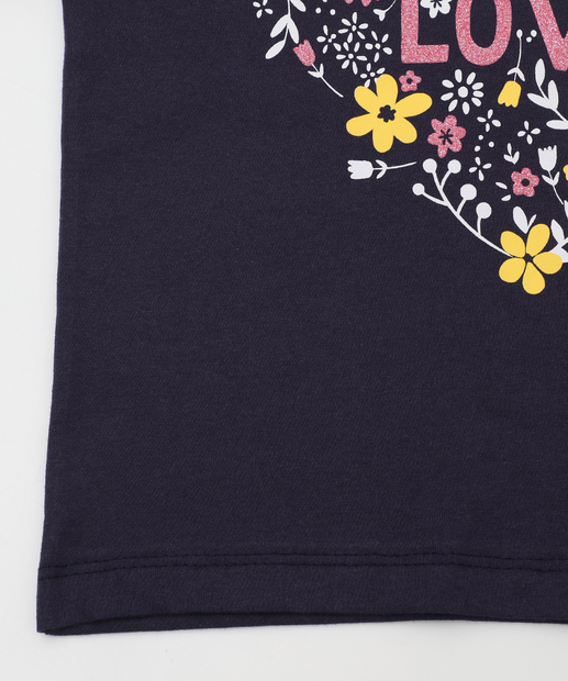 Blusa Infantil Manga Curta Estampada Marisa Tam 4 a 10 Azul