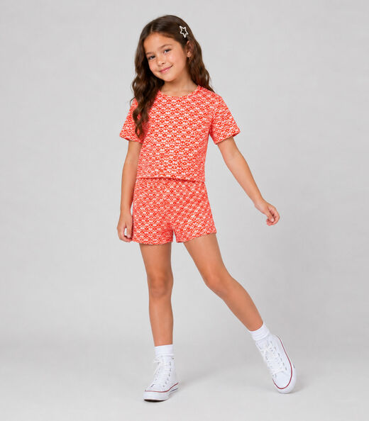 Conjunto Menina Infantil Blusa Com Short Select Laranja