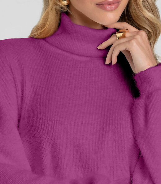 Blusão Feminino em Tricot Felpudo Dianna Roxo