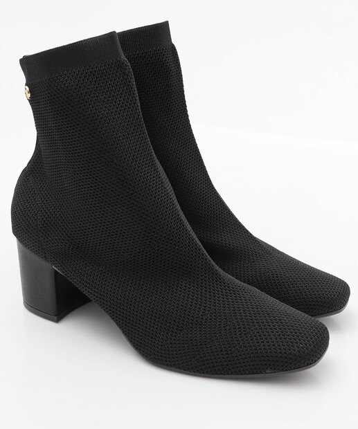 Bota Feminina Knit Cano Curto Via Uno 172061 Preto