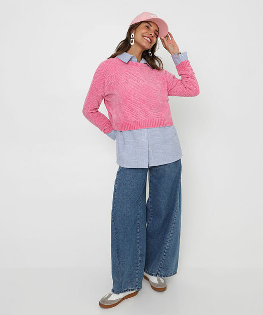 Suéter Feminino Chenille Marisa Rosa