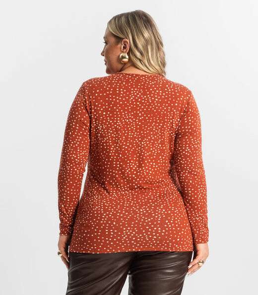 Blusa Feminina Manga Longa Plus Size Secret Glam Vermelho