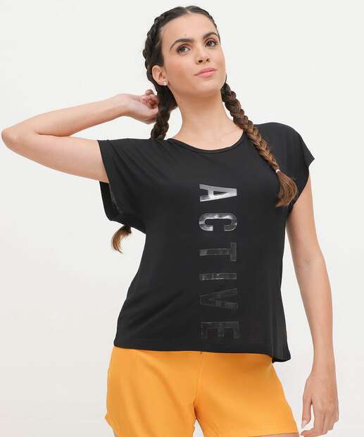 Blusa Feminina Fitness Estampada Manga Curta Marisa