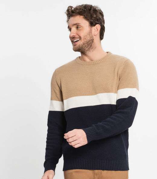 Suéter Masculino Em Tricot Diametro Azul