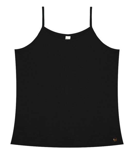 Blusa de Alça Feminina Viscotorcion Básica Rovitex Preto