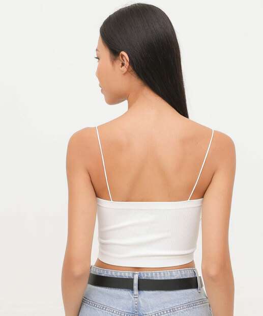 Blusa Cropped Regata Feminina Marisa Bege