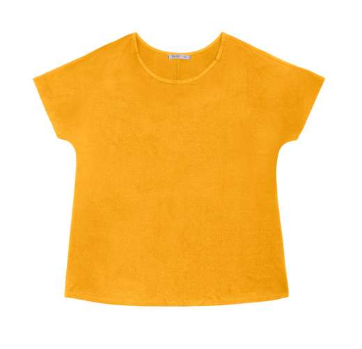 Blusa Manga Curta Feminina Plus Size Secret Glam Amarelo