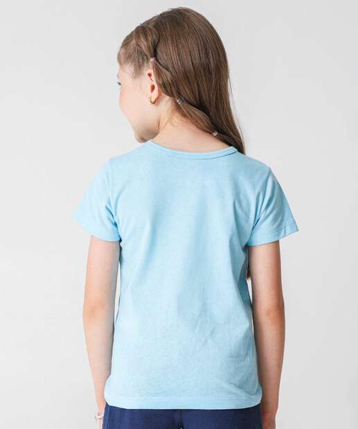 Camiseta Infantil Stitch Disney Tam 4 a 10 Azul