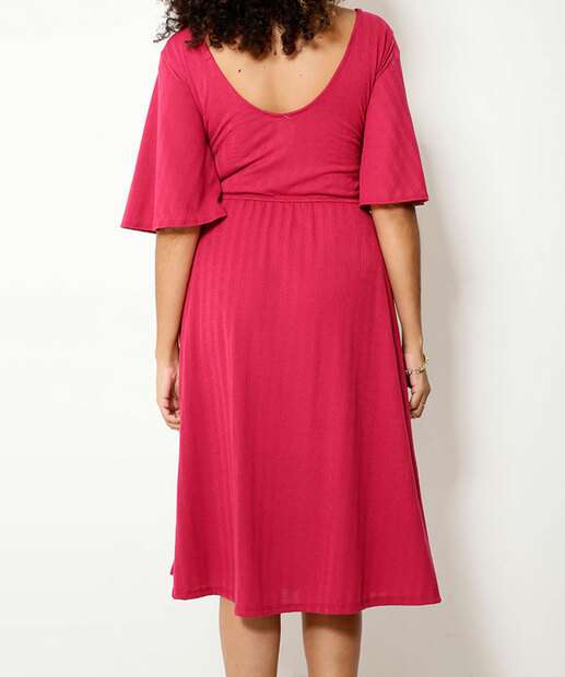 Vestido Midi Feminino Textura Detalhe Nó Marisa