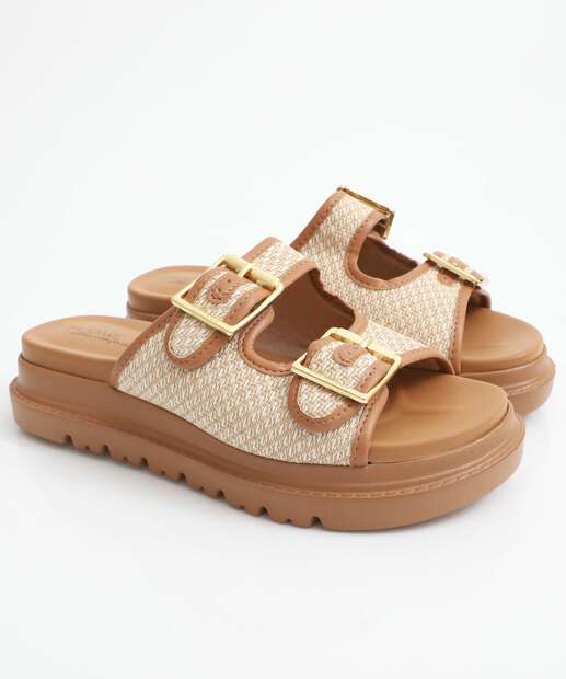 Tamanco Feminino Flatform Tiras Modare Caramelo