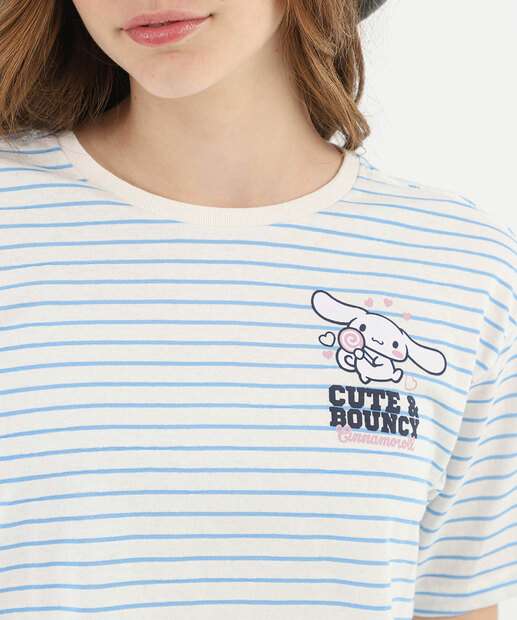 Blusa Juvenil Listrada Cinnamoroll Sanrio Tam 10 a 16 Azul