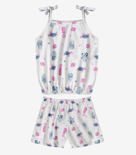 Conjunto Infantil Blusa de Alça e Short Select Bege