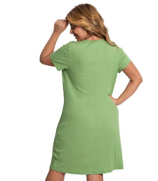 Vestido Plus Size Canelado Secret Glam Verde