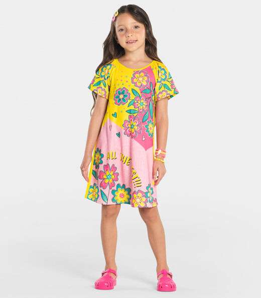 Vestido Infantil Estampado Rovi Kids Amarelo