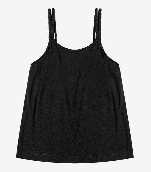 Blusa de Alça Feminina Visco Maquinetada Endless Preto