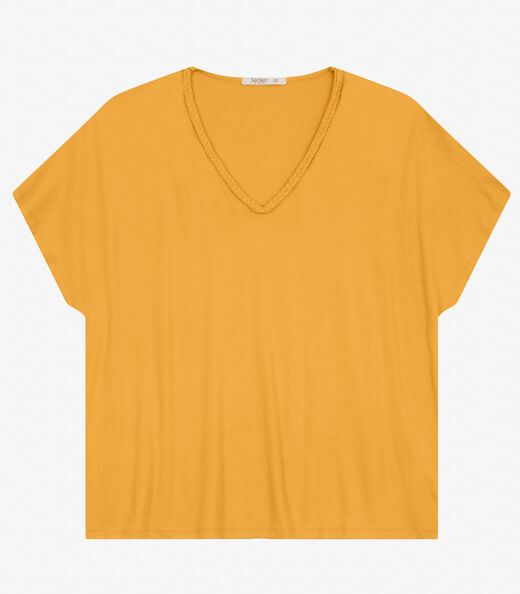 Blusa Manga Curta em Viscotorcion Secret Glam Amarelo