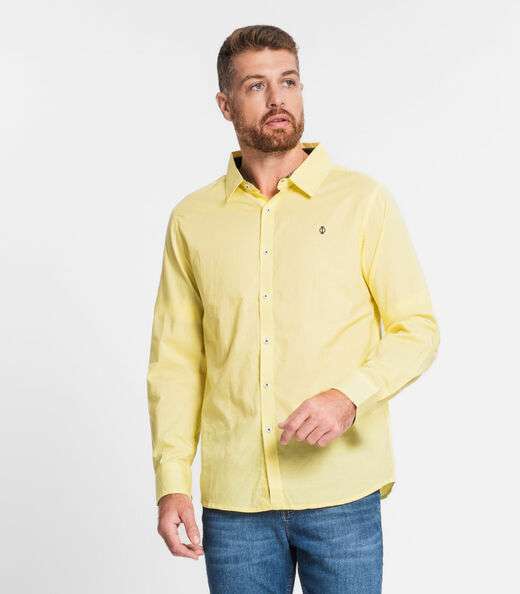Camisa Masculina Manga Longa Em Tricoline Diametro Amarelo