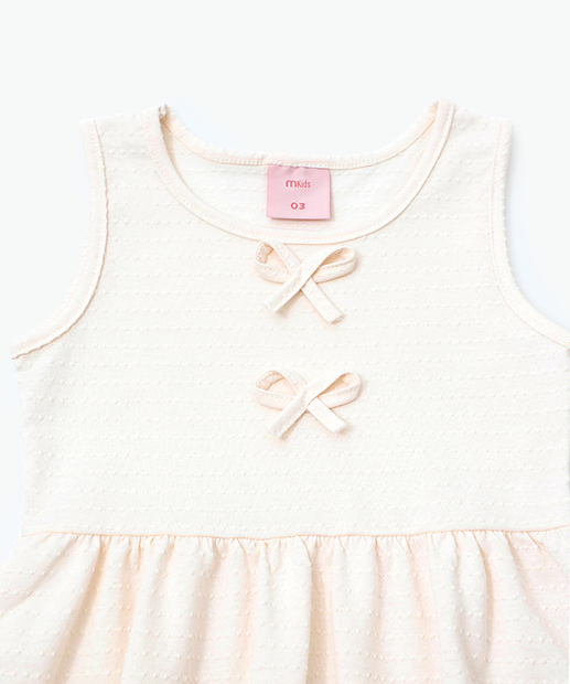 Vestido Infantil Textura Laços Marisa Tam 1 a 3 Off White