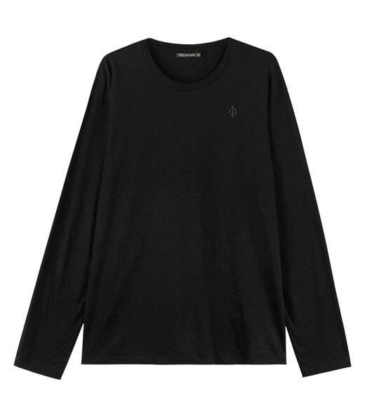 Camiseta Manga Longa Meia Malha Diametro Preto