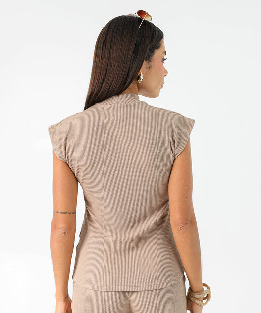 Blusa Feminina Muscle Tee Textura Marisa Marrom