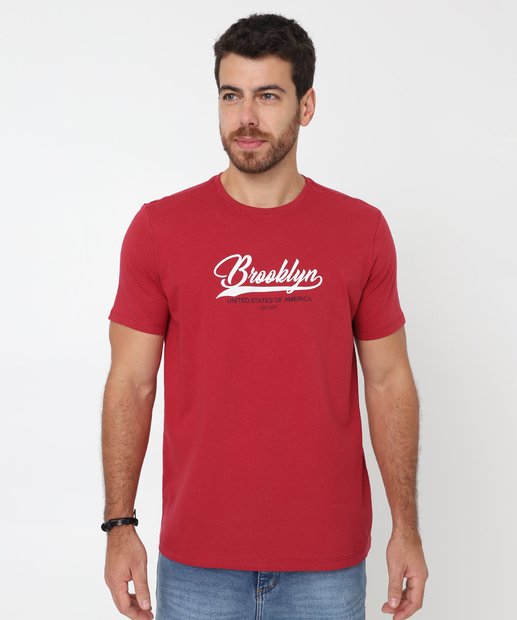 Image_Camiseta Masculina Estampa Frontal Marisa Vermelho
