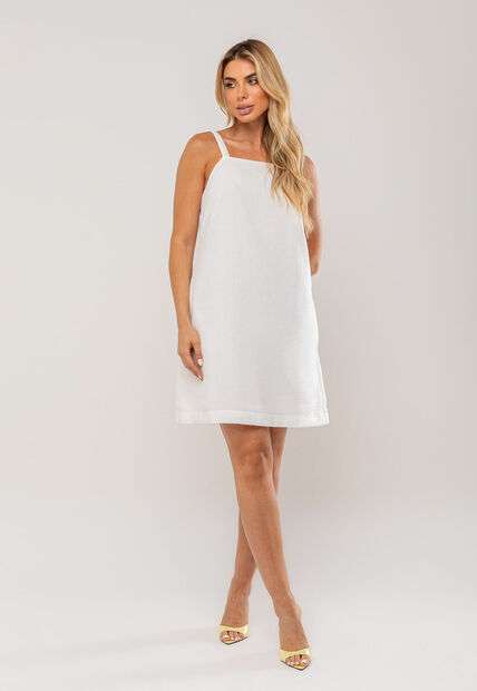 Image_Vestido Curto Com Alça Fina e Bolso Branco Salvatore
