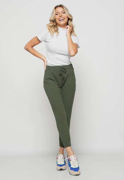 Kit 2 Blusas  Gola Alta Comfy Malha Canelada Verde e Branca