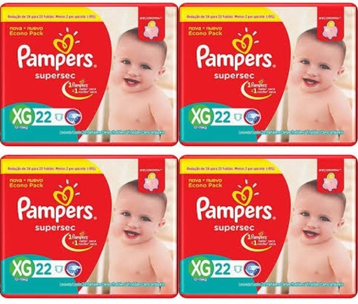 Image_Kit 4 Fraldas Supersec ”Xg” Pampers Simples c/22 Unidades cada