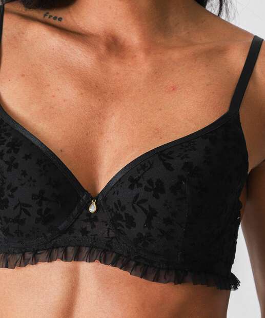 Sutiã Com Base E Com Bojo Estampado Marisa Preto