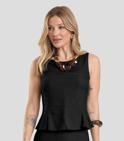 Image_Regata Feminina em Tecido Linho Dianna Preto