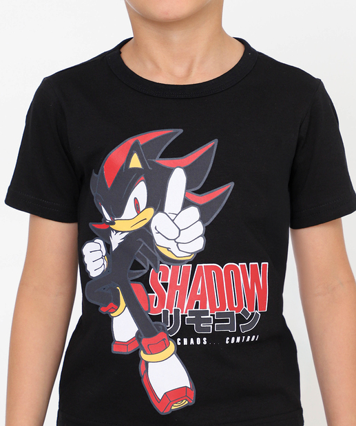 Camiseta Infantil Estampa Shadow Sonic Tam 4 a 10