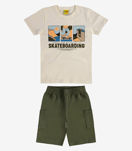 Conjunto Infantil Regata com Bermuda Rovi Kids Bege