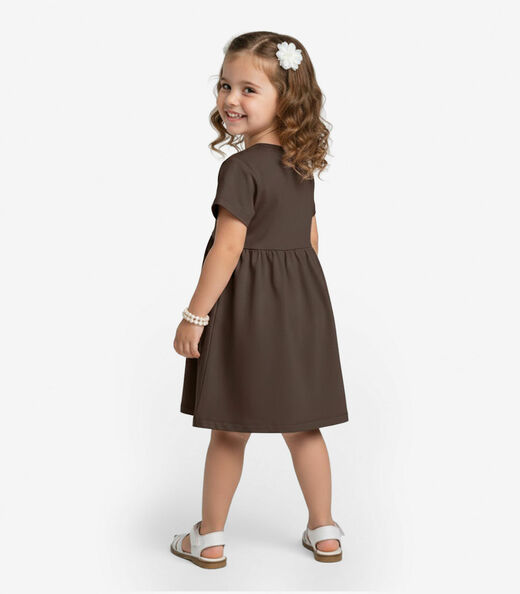 Vestido Infantil em Molecotton Select Marrom