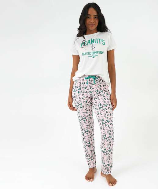 Image_Pijama Feminino Manga Curta Snoopy Rosa