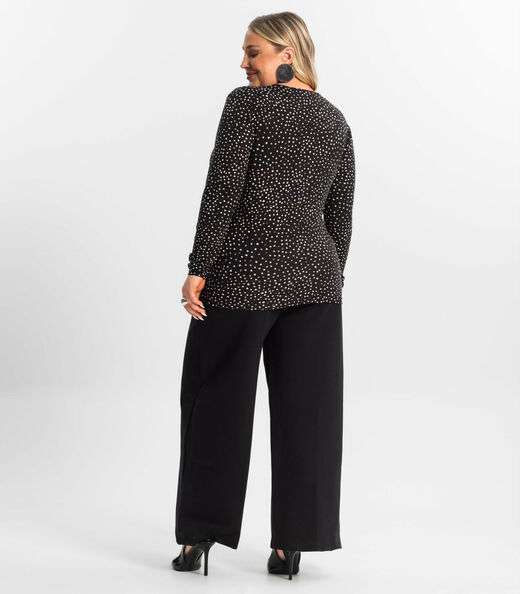 Calça Plus Size Feminina Pantalona Secret Glam Preto