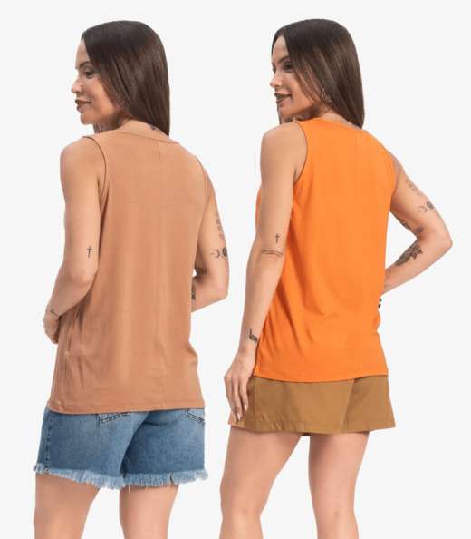 Kit 2 Blusas Femininas Lisas Infinita Cor Sortidas